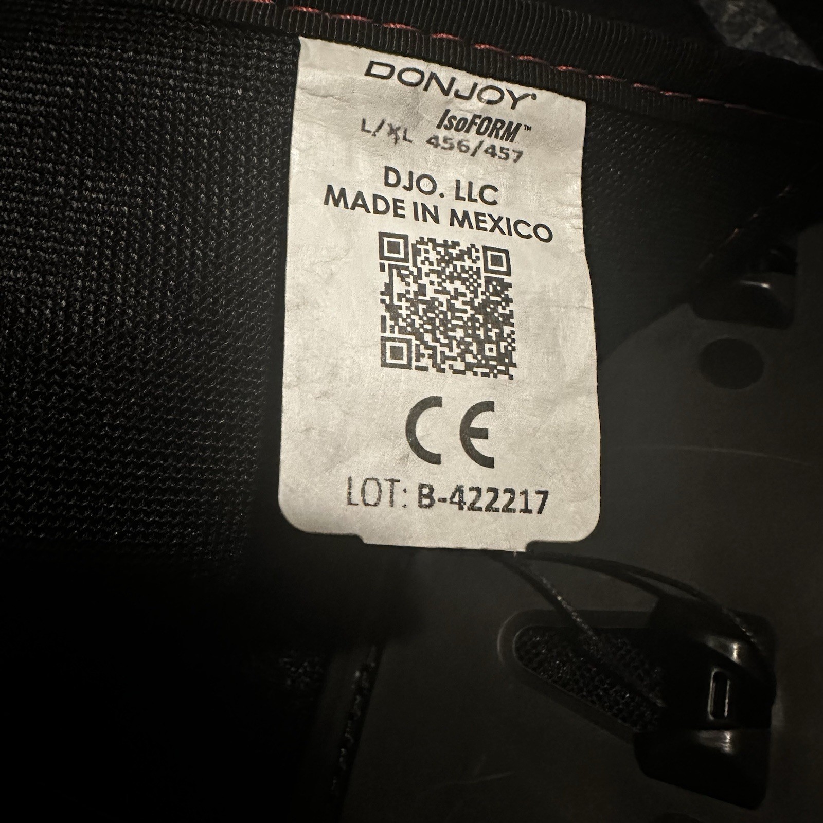 DonJoy IsoFORM Back Brace L/XL Black 456/457 Adjustable Lumbar Support Stabilize