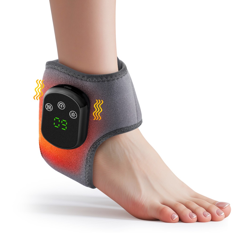 Electric Foot Ankle Massager Vibration Heating Ankle Brace Wrap for Pain Relief