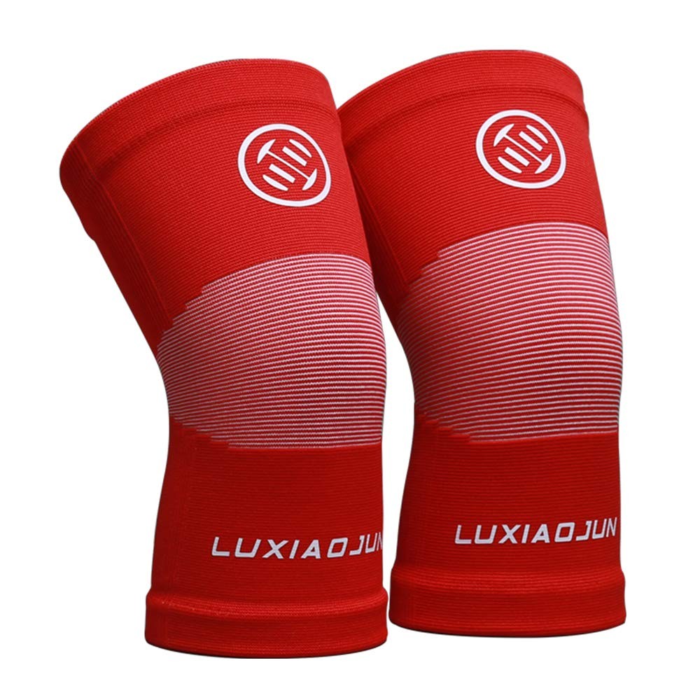 LUXIAOJUN Knee Sleeves Weightlifting, Powerlifting, Compression Small, Red