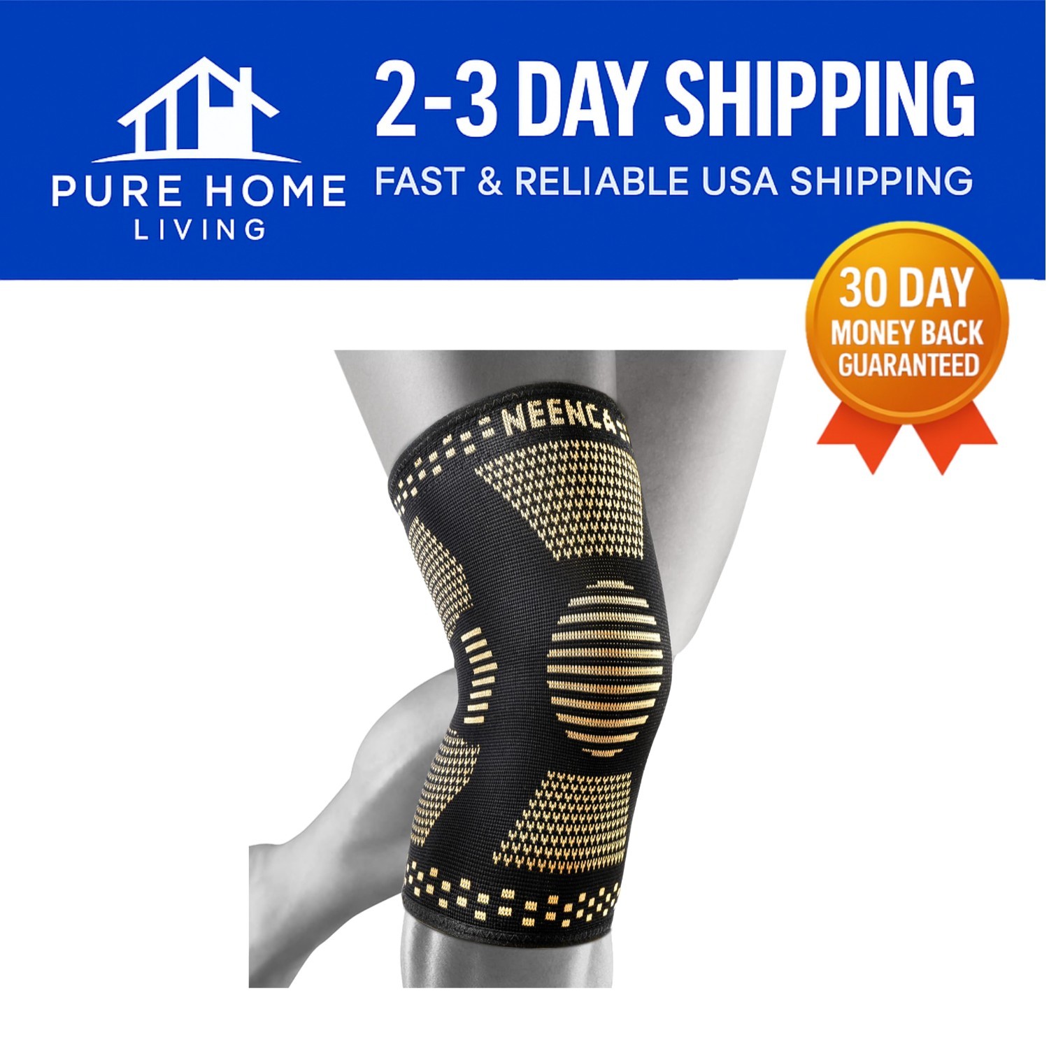 Copper Knee Brace Set – Pain Relief Sleeves with Infused Fiber – 2 Pack