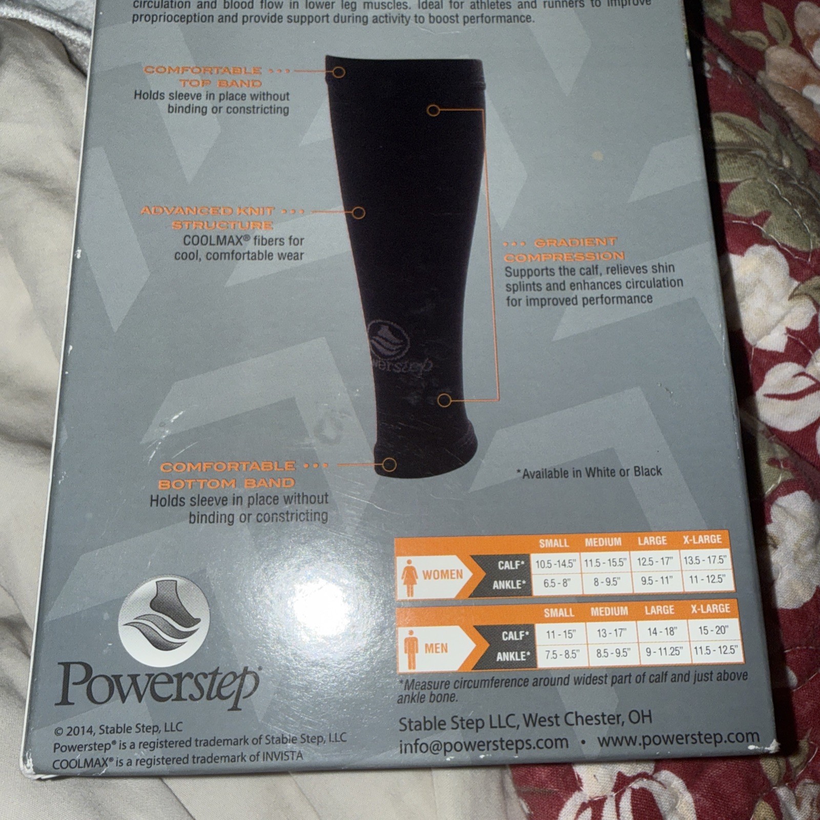 💗 POWERSTEP Mens PERFORMANCE SLEEVES & RECOVERY SOCKS, BLACK, SIZE L large NEW