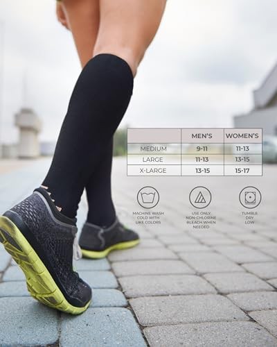 3 Pairs Copper Mens Compression Socks 20-30 Large Black/ White/Gray – 3 Pairs