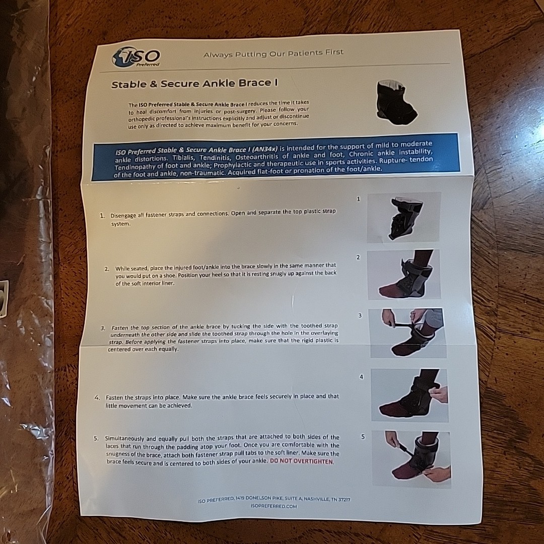 ISO Preferred ISO-AN344 Stable and Secure Ankle Brace I, M/RT NEW
