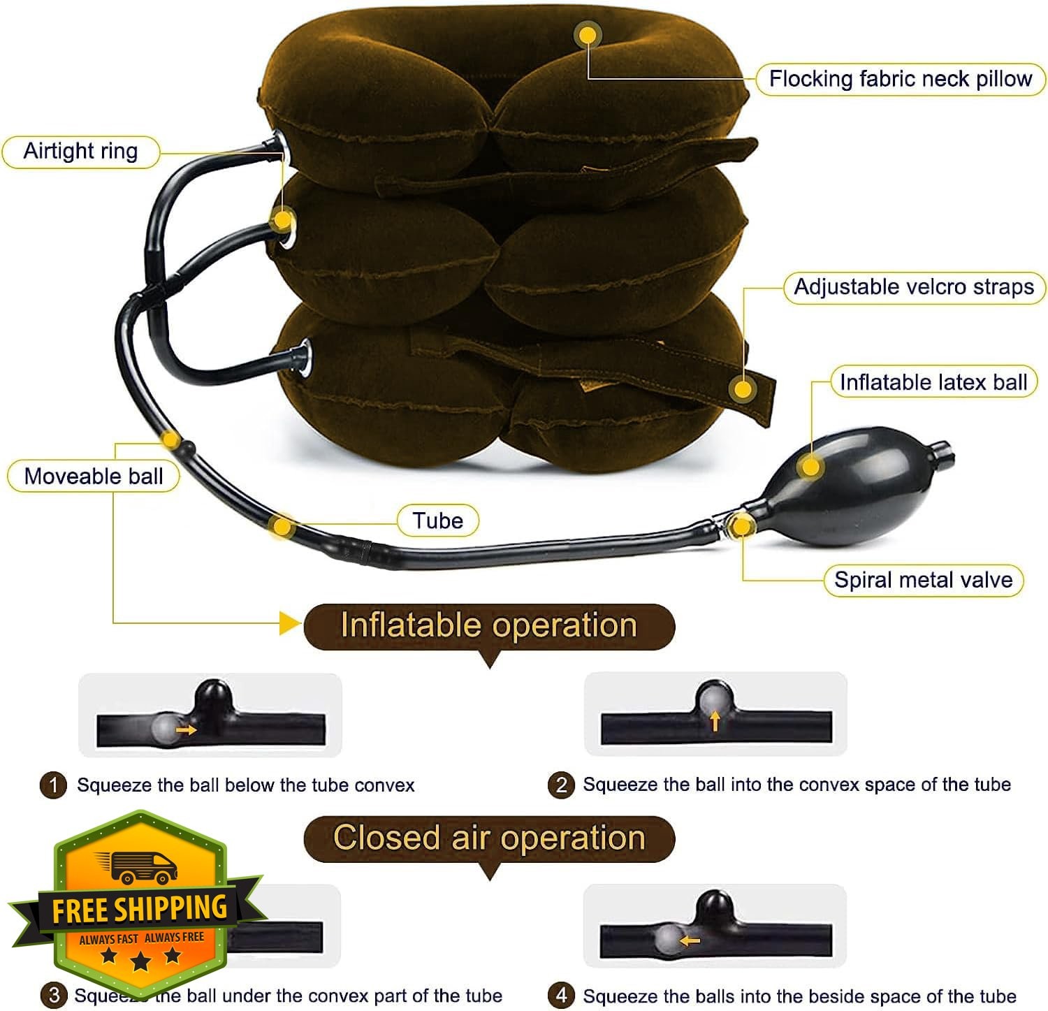 CRABCLAW Neck Traction Device Brown