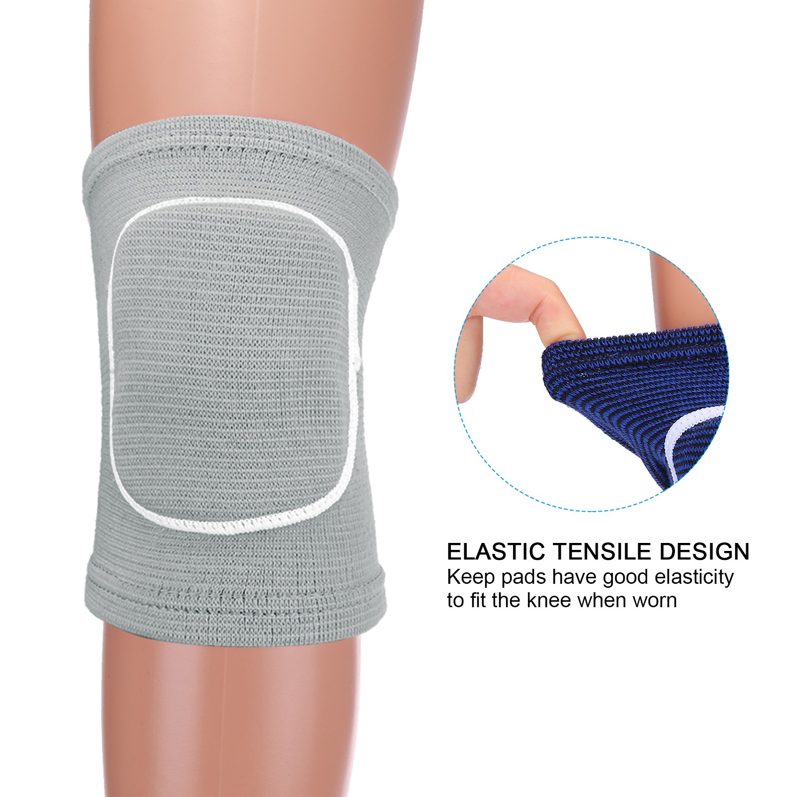 6 Pairs M Dance Knee Pads Volleyball Protective Sponge Brace Grey