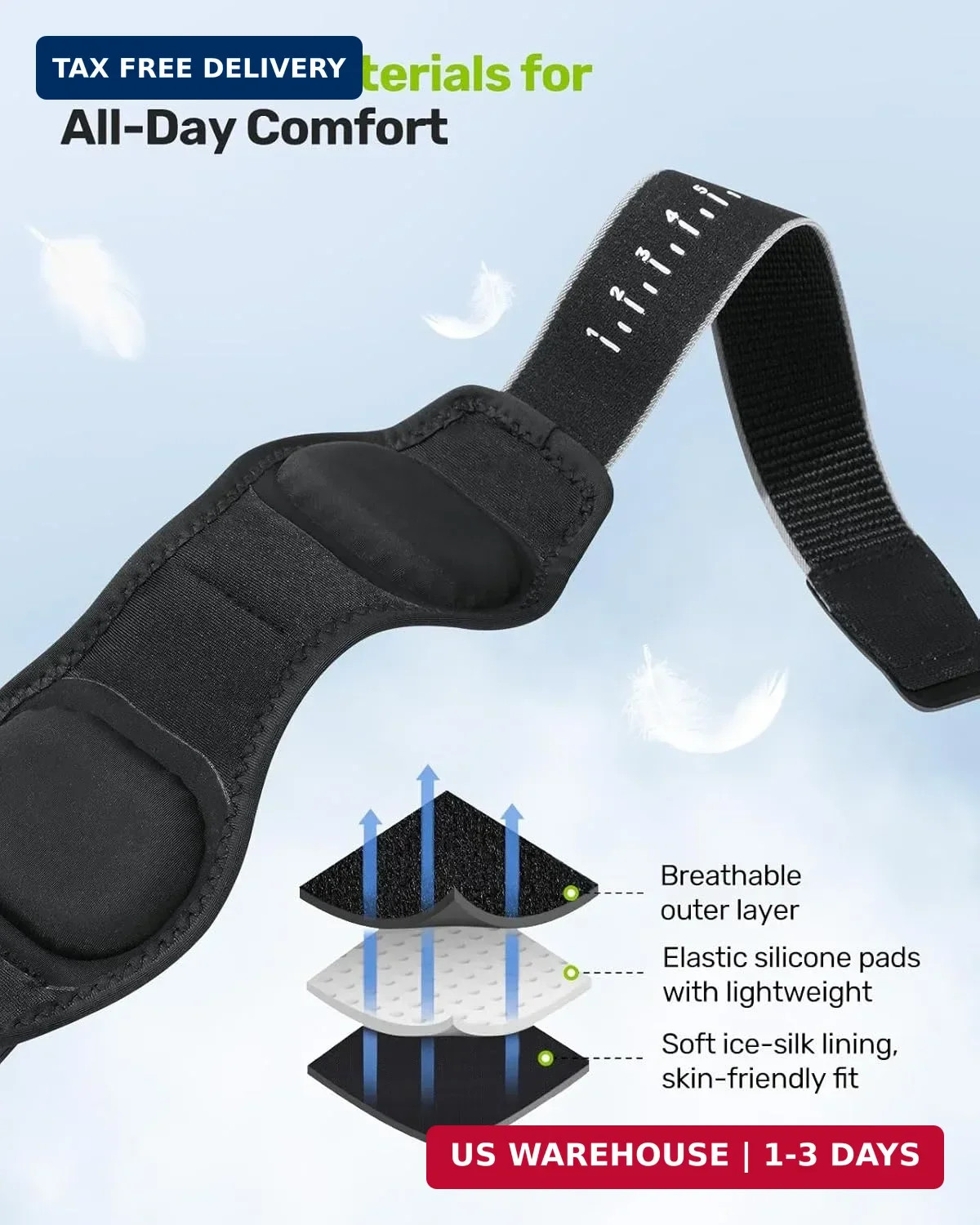 Upgraded Tennis Elbow Brace for Men Women with 2 Silicone Pads Support for Sport