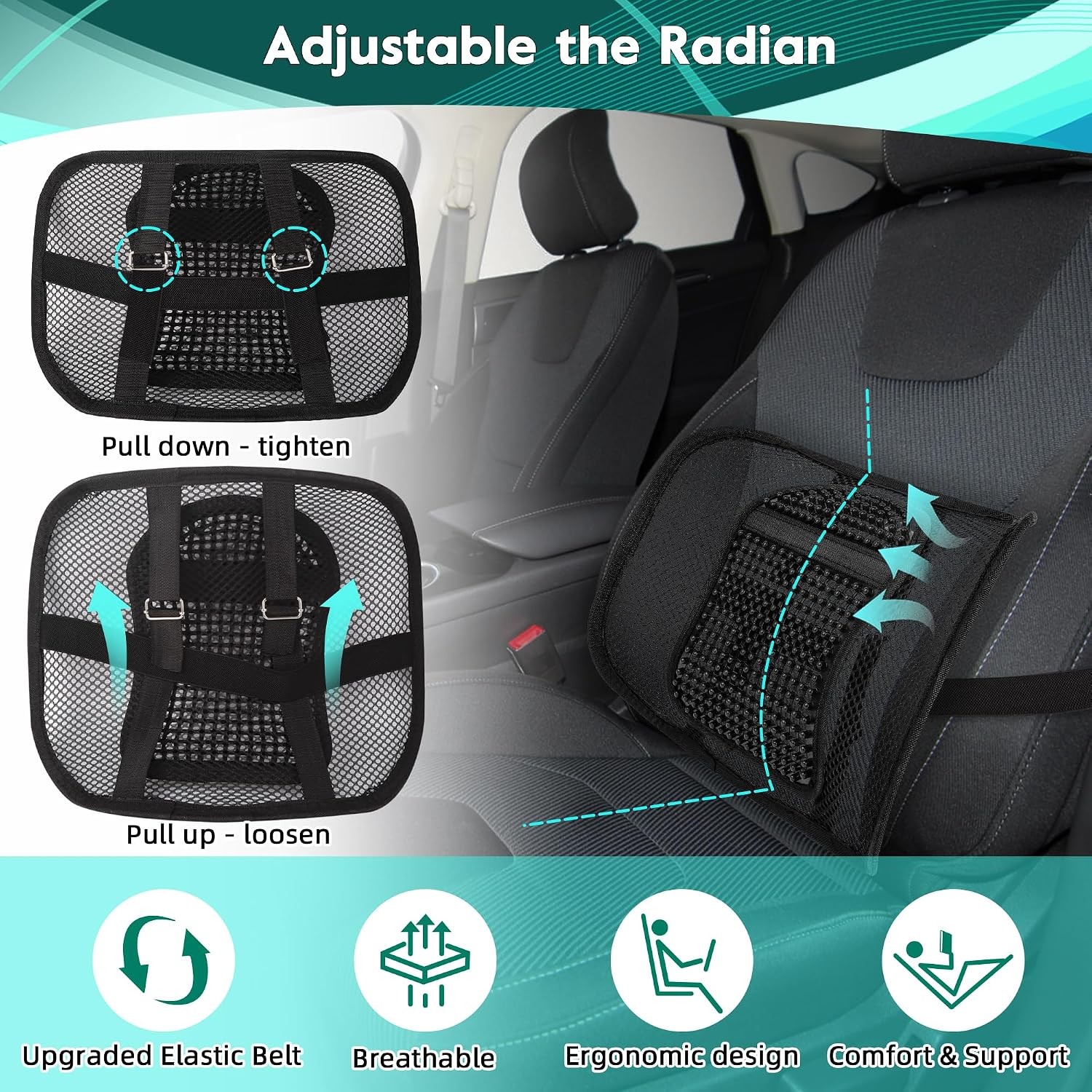 Mesh Back Lumbar Support Seat Cushion Breathable Office Chairs Car 12 X 16