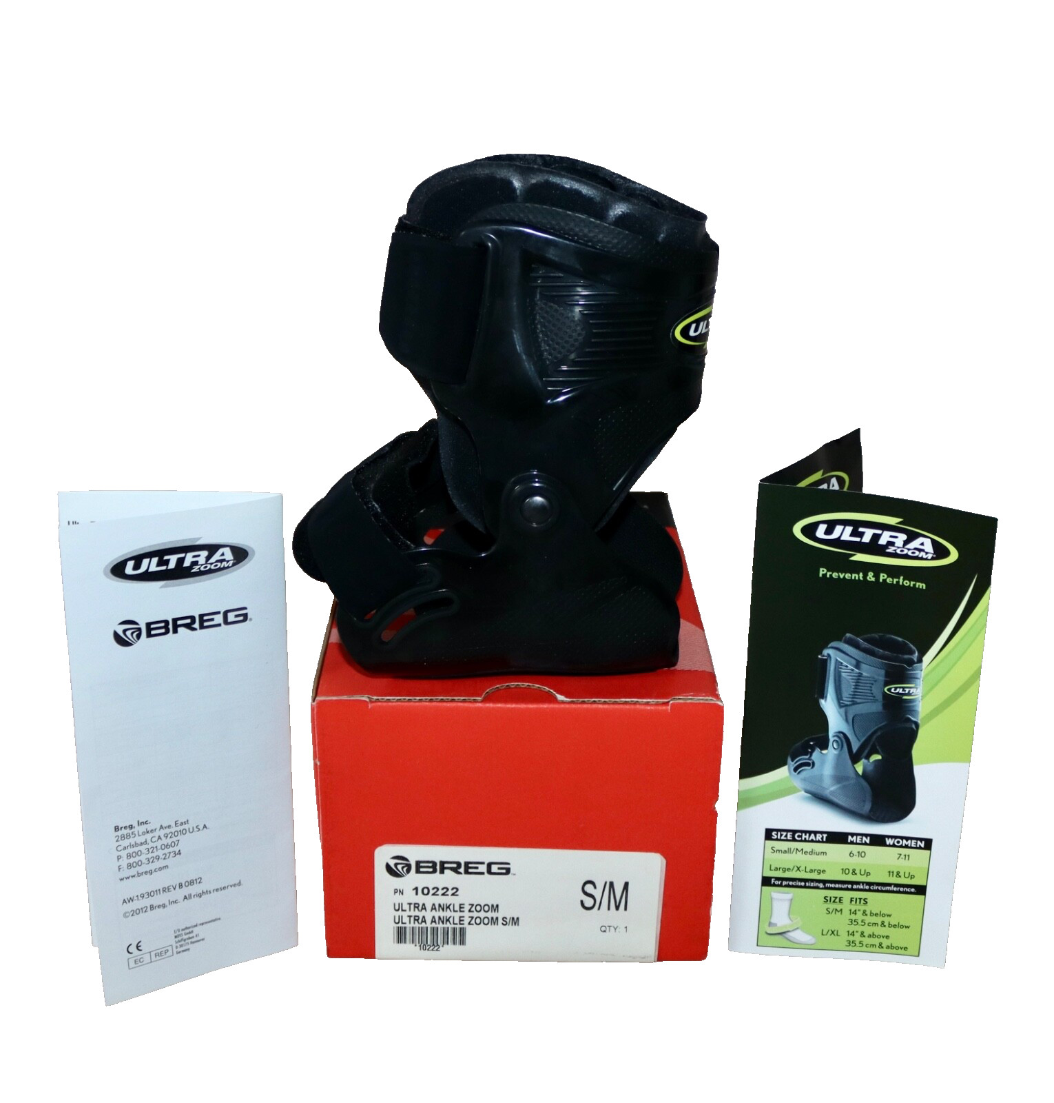 Breg Ultra Zoom Ankle Brace ~ Adult S/M (Men 6-10 Women 7-11) ~ Black #10222 NEW