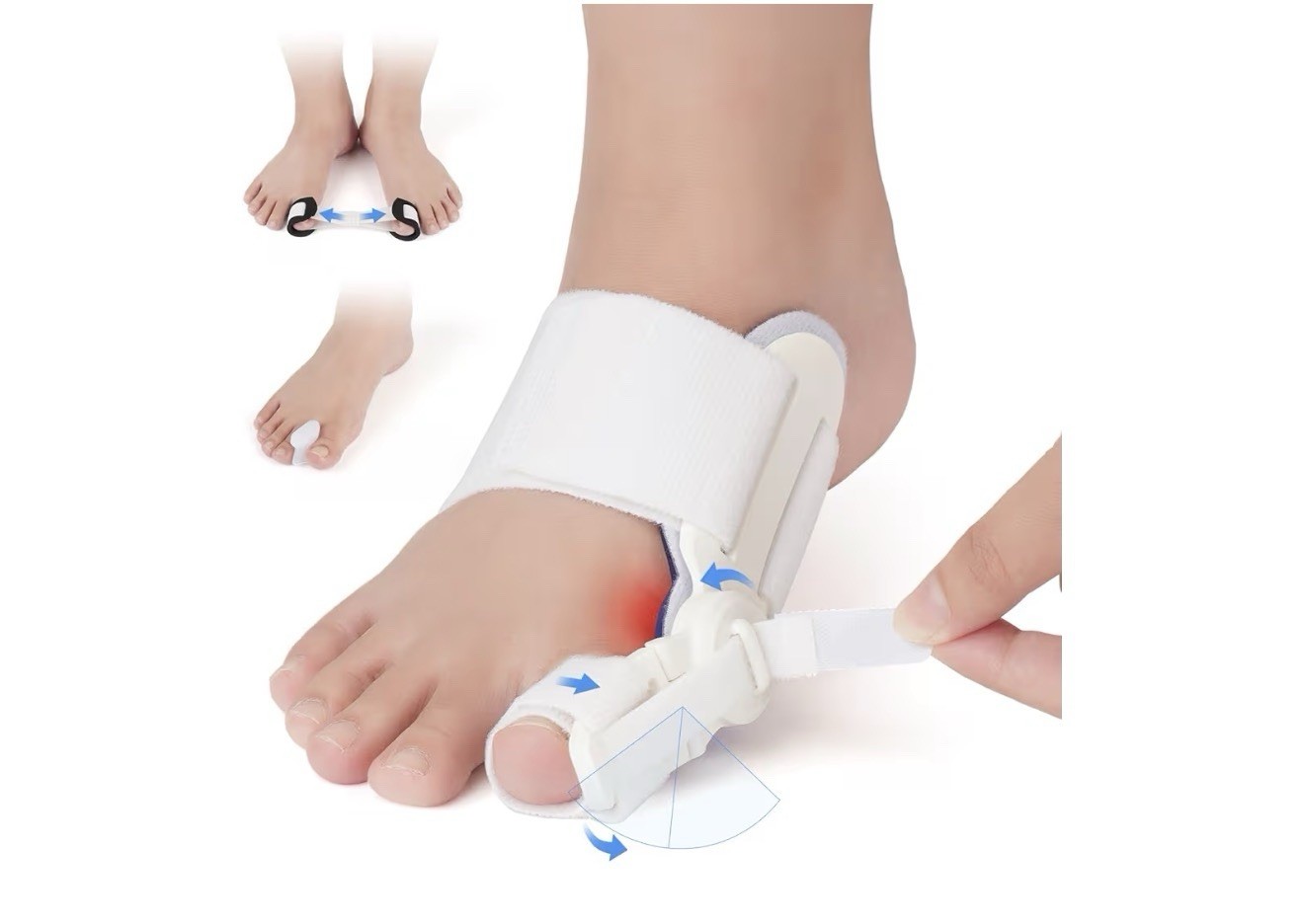 Silicone Hallux Valgus Bunion Corrector Adjustable Removable Brace White One