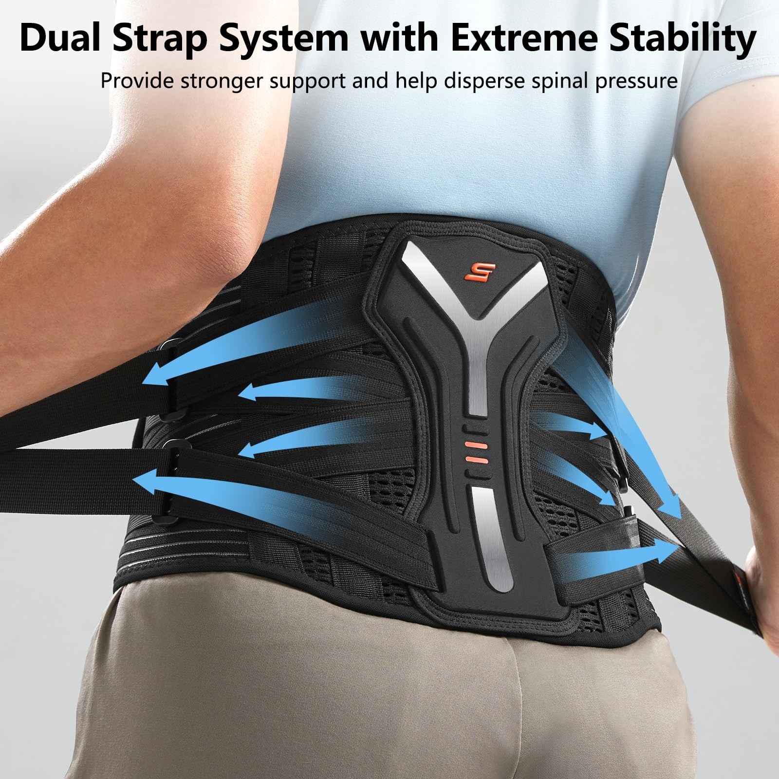 SueStar Back Brace for Lower Back Pain Relief with Y-Shaped Bionic Support Sy…