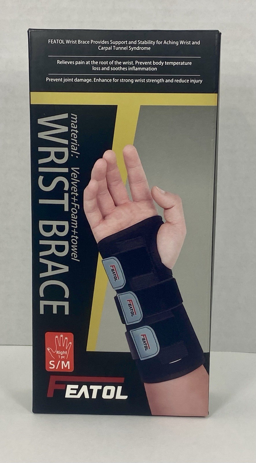 NEW! NIB FEATOL wrist brace S/M Small Medium Right Hand Carpal Tunnel Syndrom