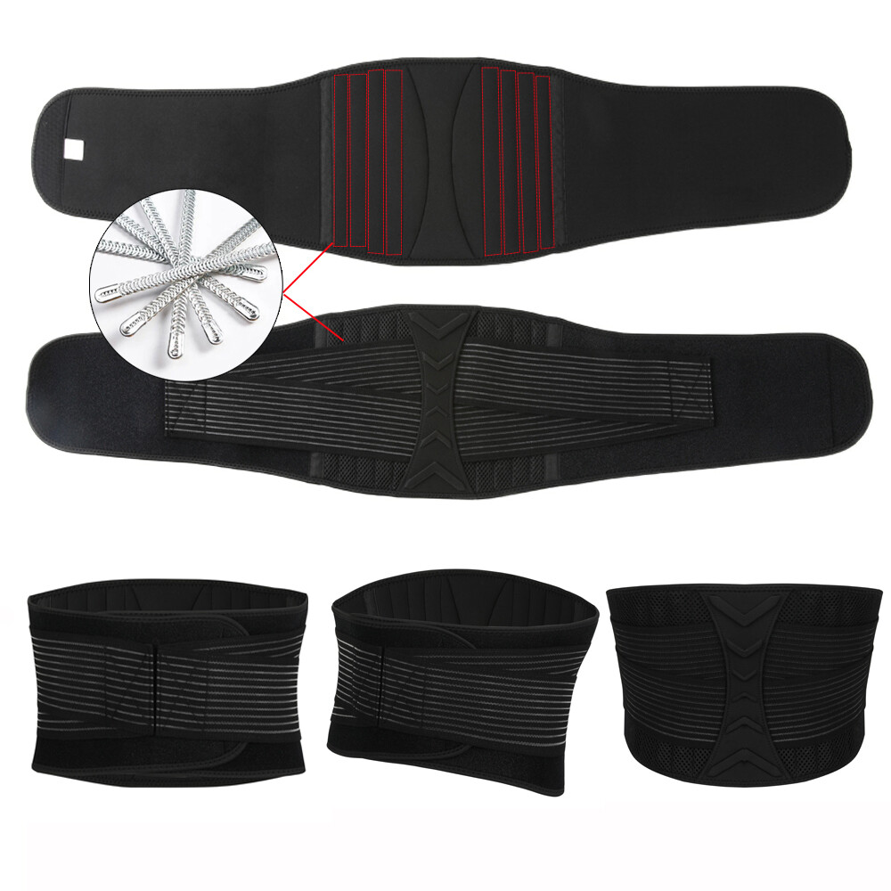 Lower Back Support Brace Lumbar Waist Belt Scoliosis Work Sciatica Pain Relief
