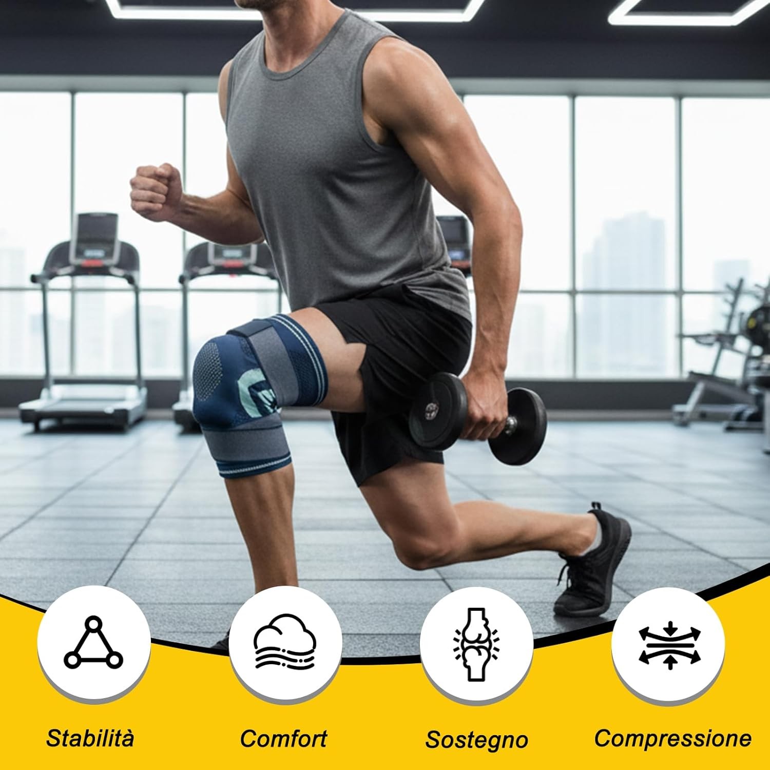 Professional Sports Knee Brace For All Sports Full Knee Protection &Non Slip Fit