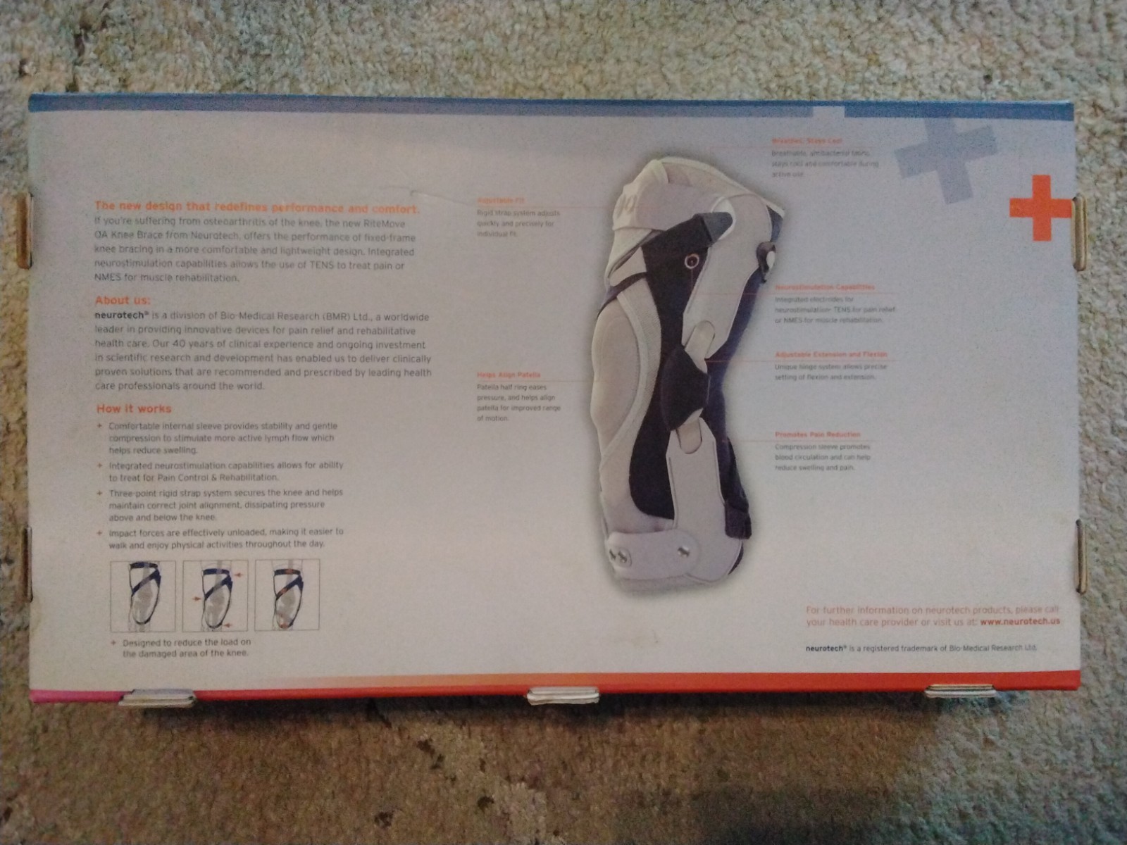 Neurotech RiteMove Knee Brace Size L Gray/Black Pain Control Rehab 1903-0902-104