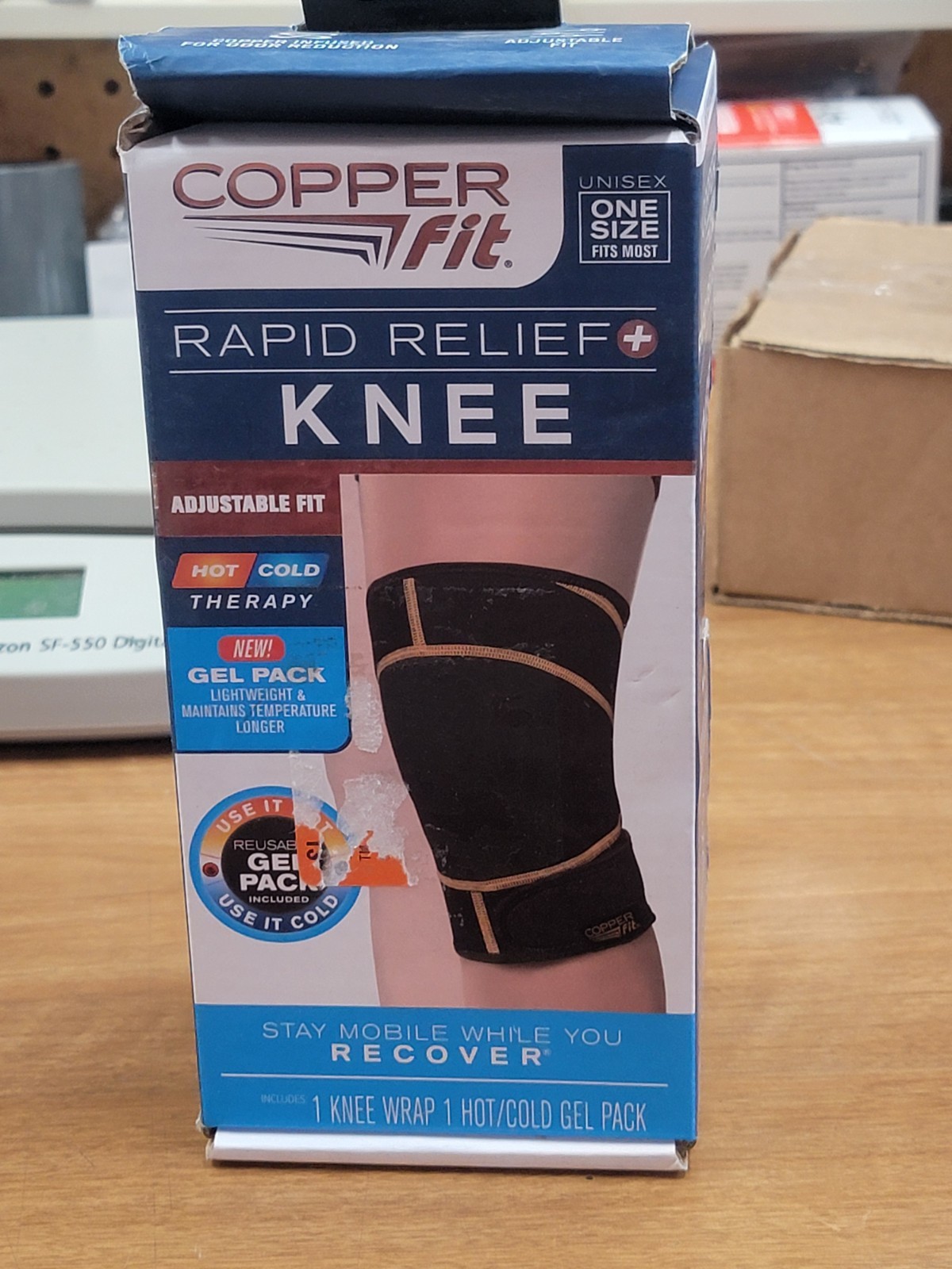 Copper Fit Rapid Relief Knee Adjustable Wrap with Hot/Cold Gel Pack. FreeShipL48