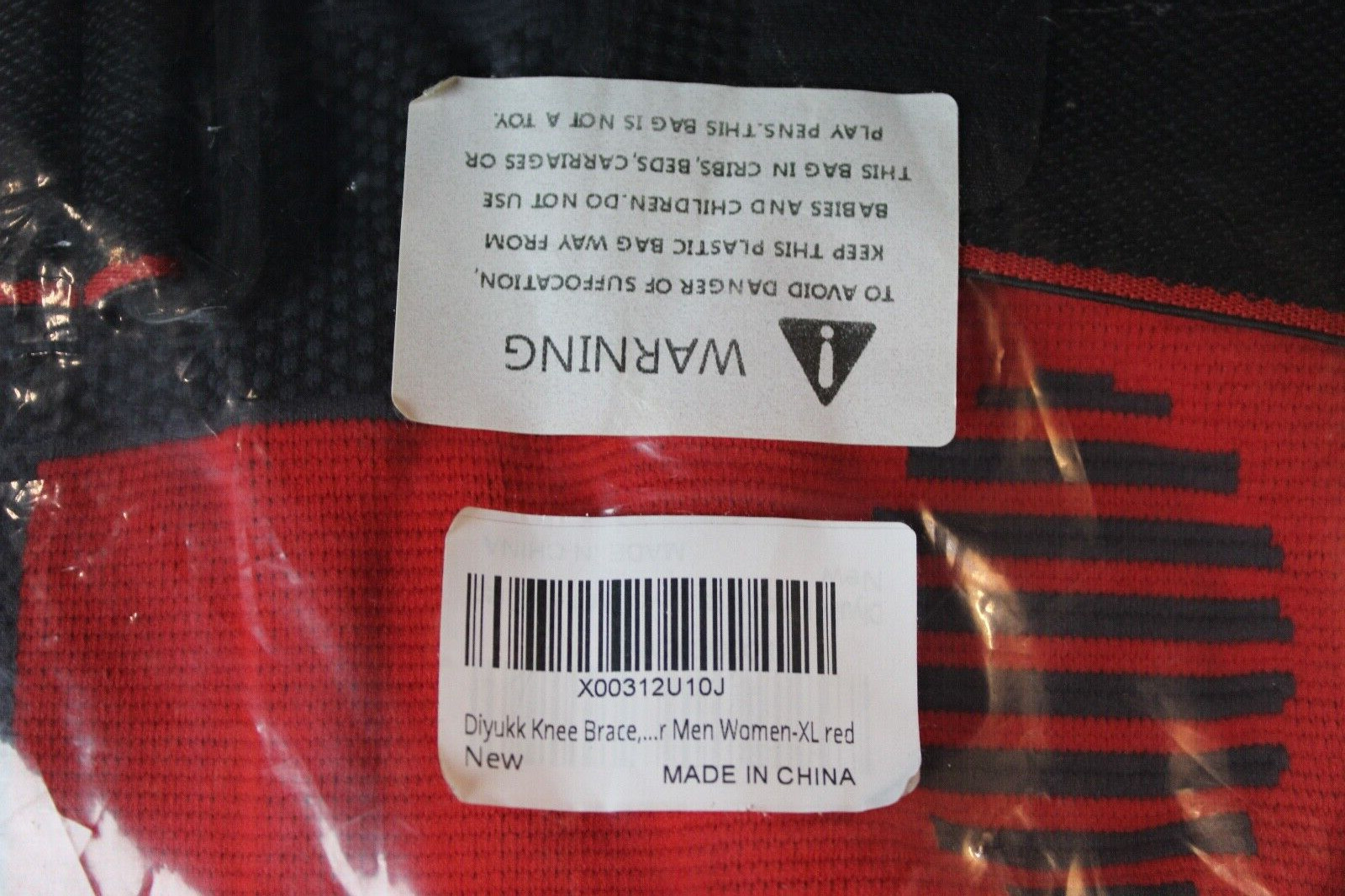 NEW ~ Diyukk Knee Brace Compression Sleeve Support Red/Black Sz XL