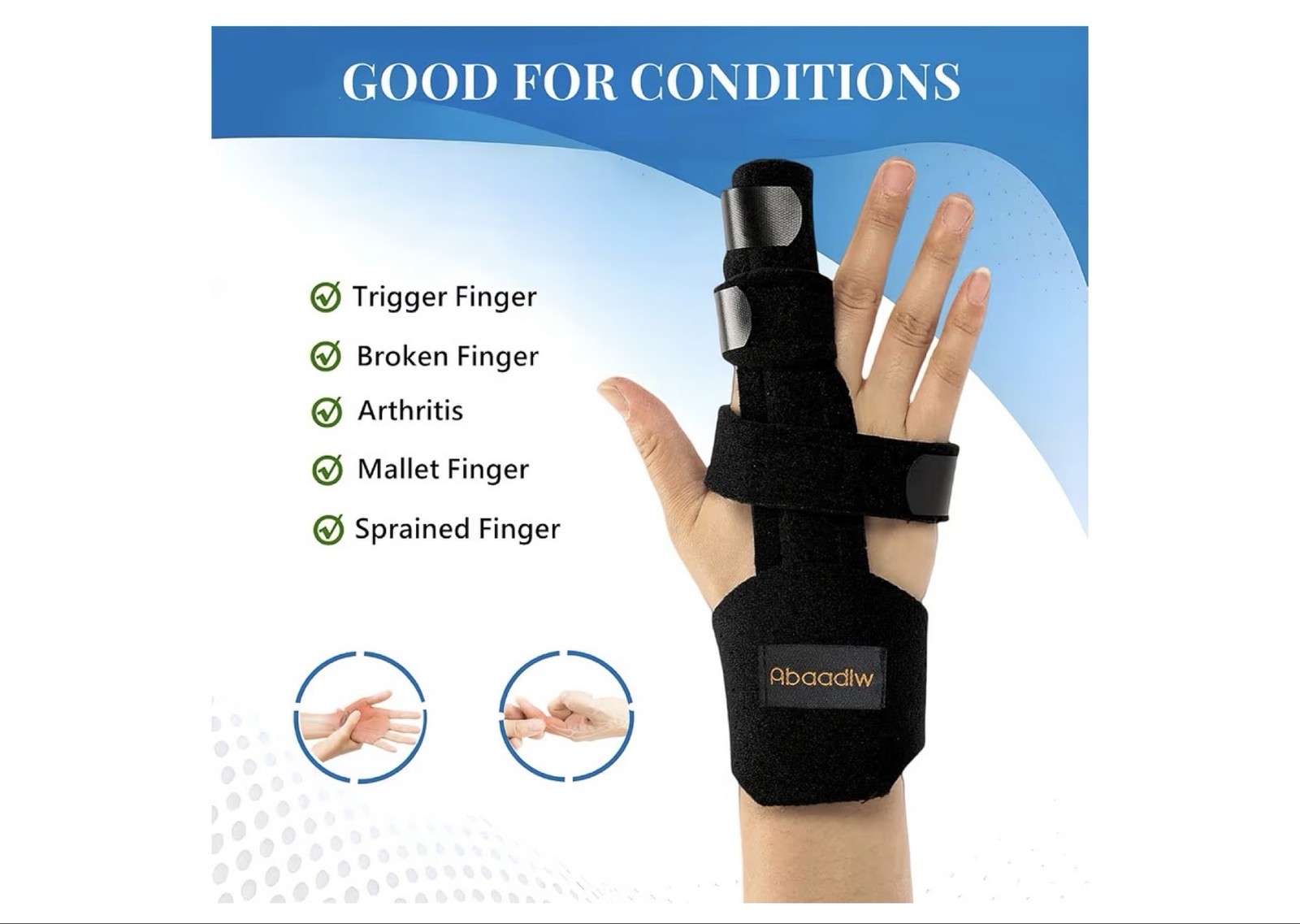 Abaadlw Finger Splint Adjustable Trigger Finger Brace Support Protector