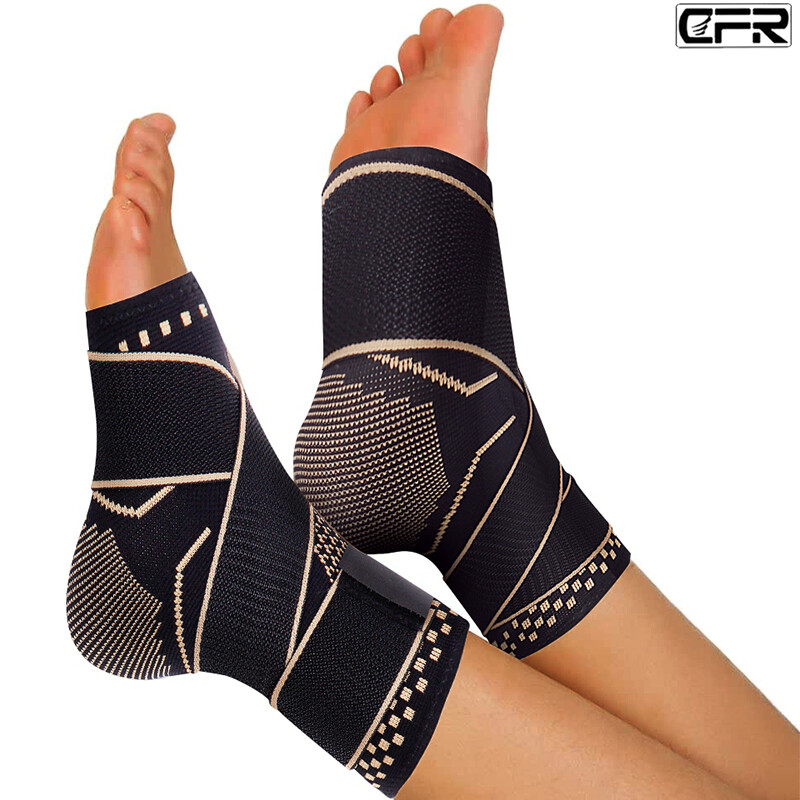 Copper Ankle Support Brace Compression Sleeve Socks Fasciitis Foot Pain Relief
