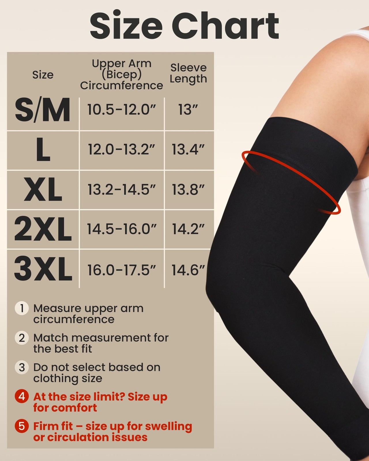 Compression Lymphedema Arm Sleeves for Women – 15-20 mmHg, 1 Pair, Black, XL …