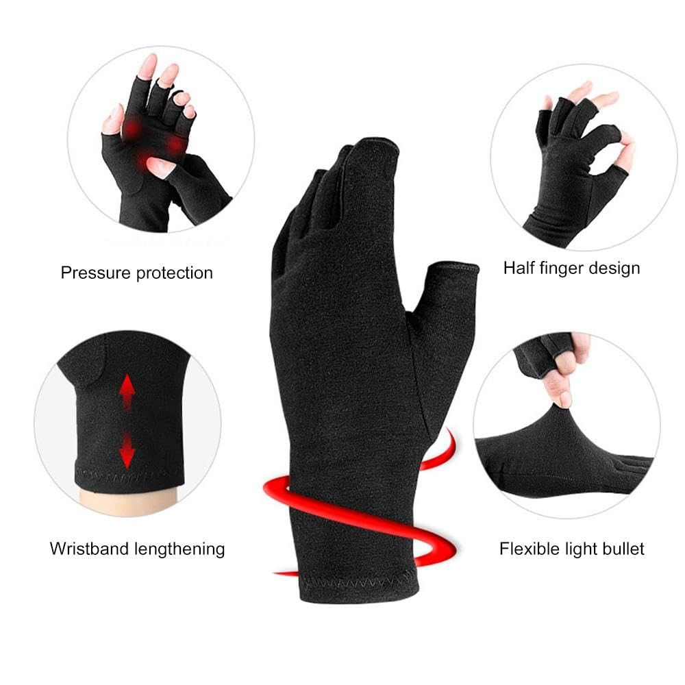 Arthritis Compression Gloves Fingerless Breathable Fabric Gloves for Men Women