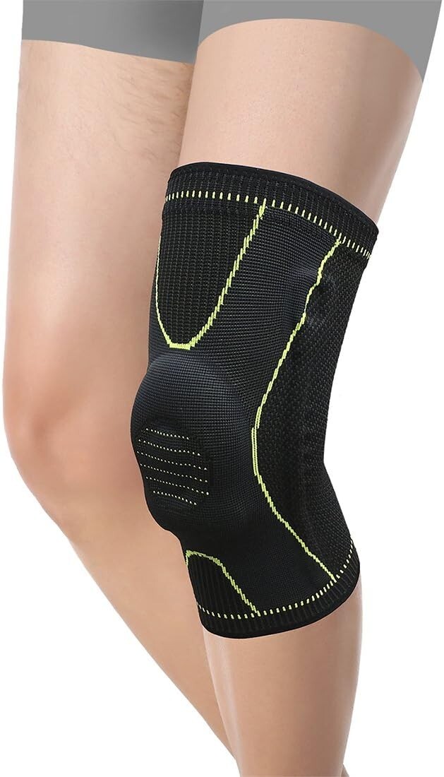 ASOONYUM Knee Compression Sleeve Knee Brace with Side Stabilizers & Patella SZ L