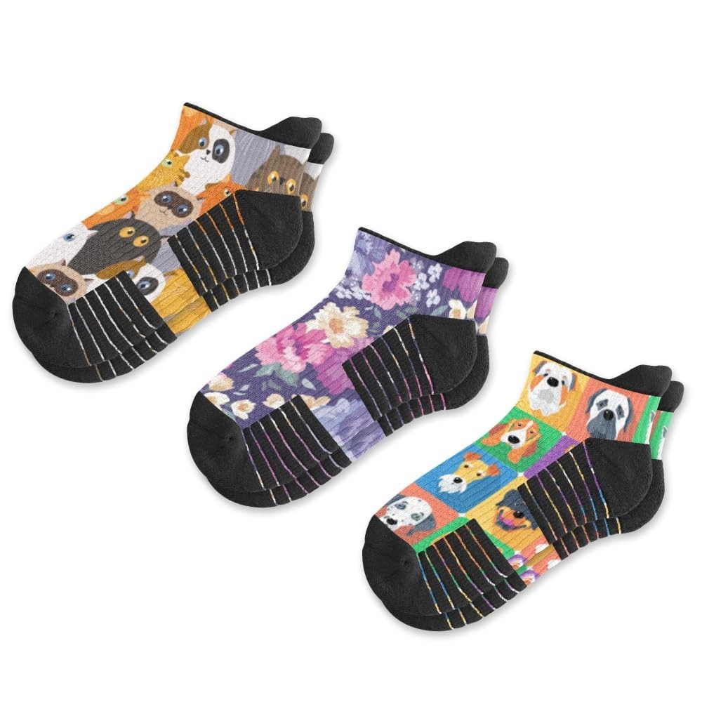 Ankle Compression Socks 3 Pack for Men & Women, 14 mmHg Support, Cushioned, Circ