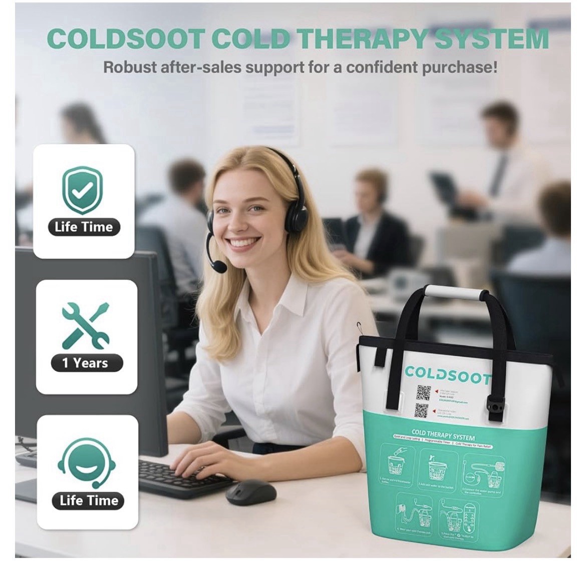 COLDSOOT Cold Therapy System Shoulder Machine w/ Compression Pad Timer 9 Qt