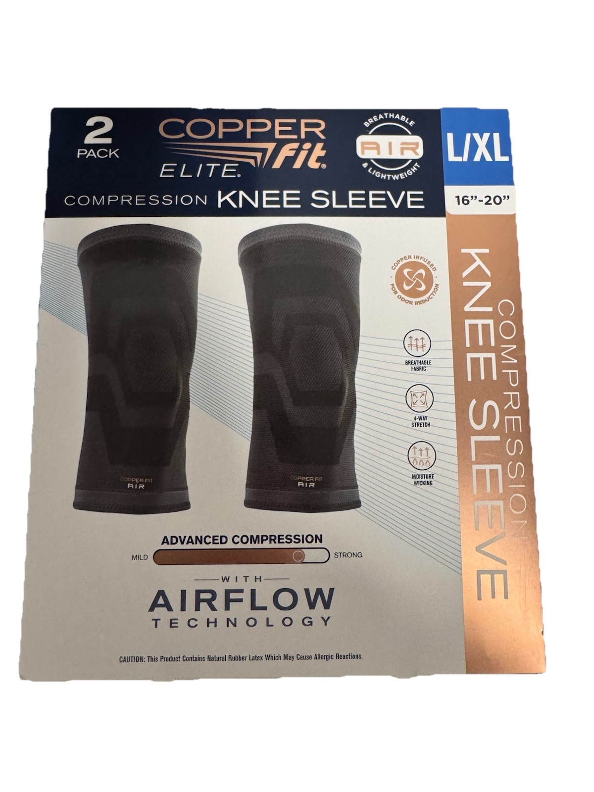 Copper Fit Elite Knee Compression Sleeve – Black, L/XL OPEN BOX