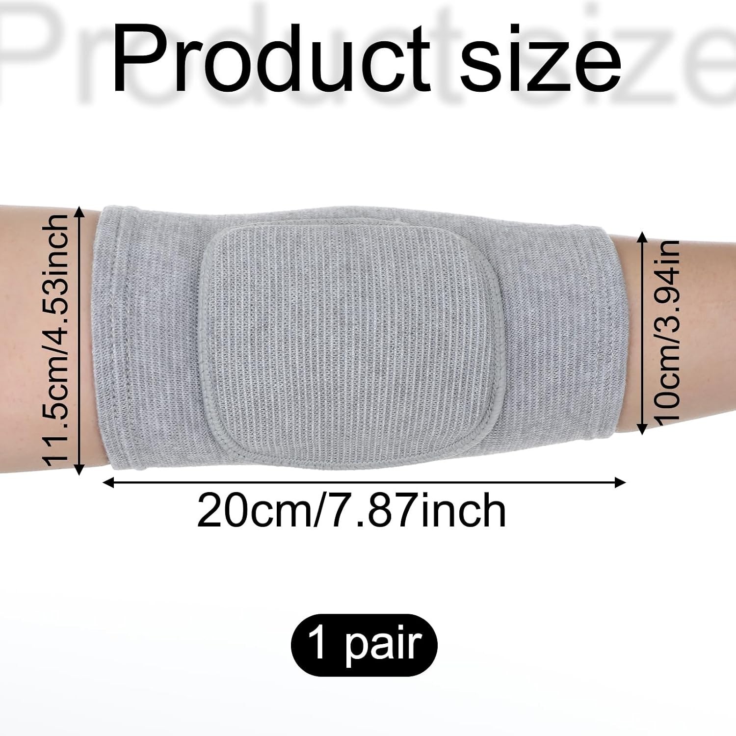 1 Pair Elbow Pads with Thicken Sponge Pad, Grey Breathable Protective Volleyb…