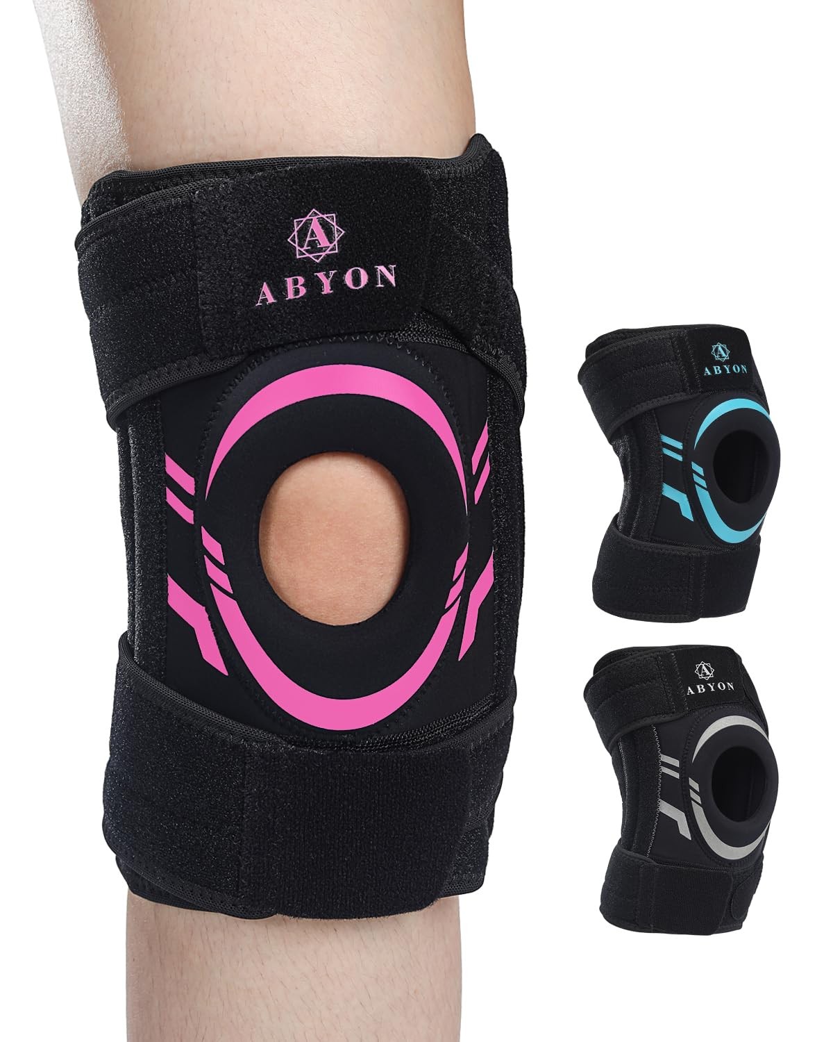 ABYON Knee Brace for Pain, Meniscus Tear & Arthritis Large, Black-Pink