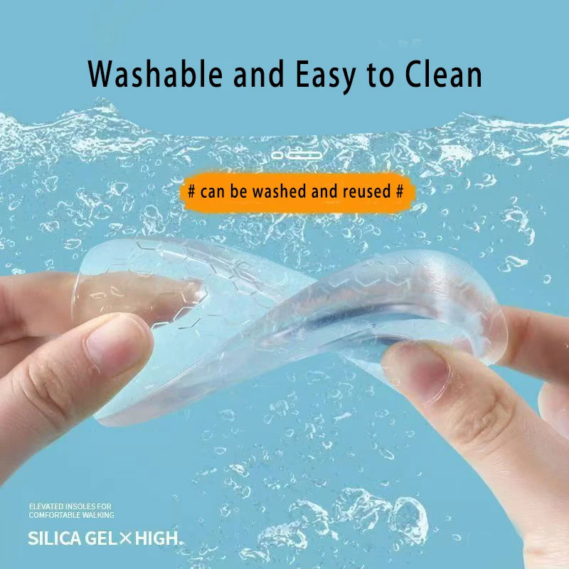 Silicone Height Increase Insoles for Men Women Shoes Inserts Invisible Heighteni