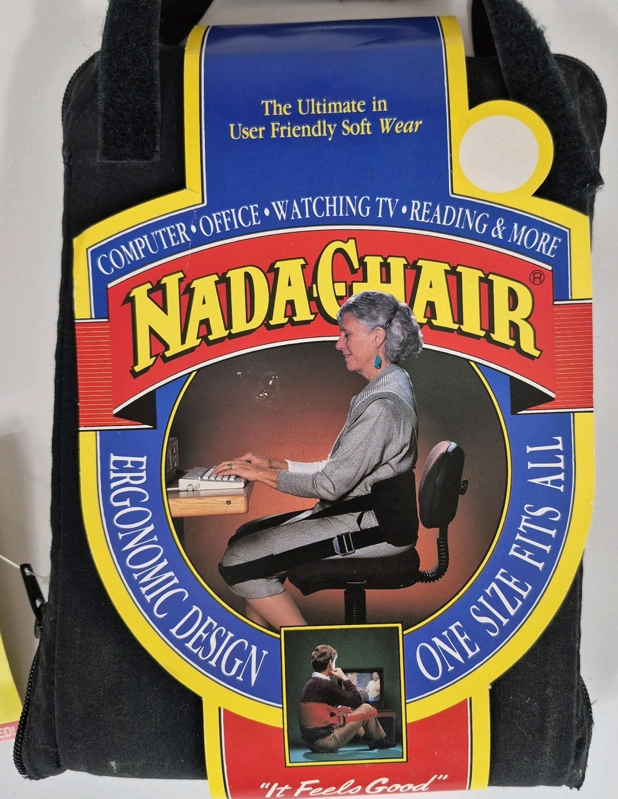 VTG Nada-Chair Back Support Sling Portable Folding Travel Chair Posture Black