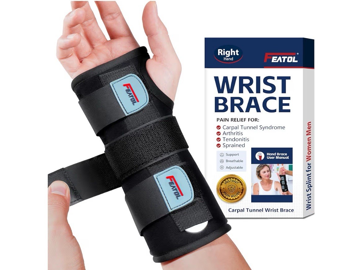 FEATOL Wrist Brace Hand Brace, Carpal Tunnel Wrist Splint Night Support