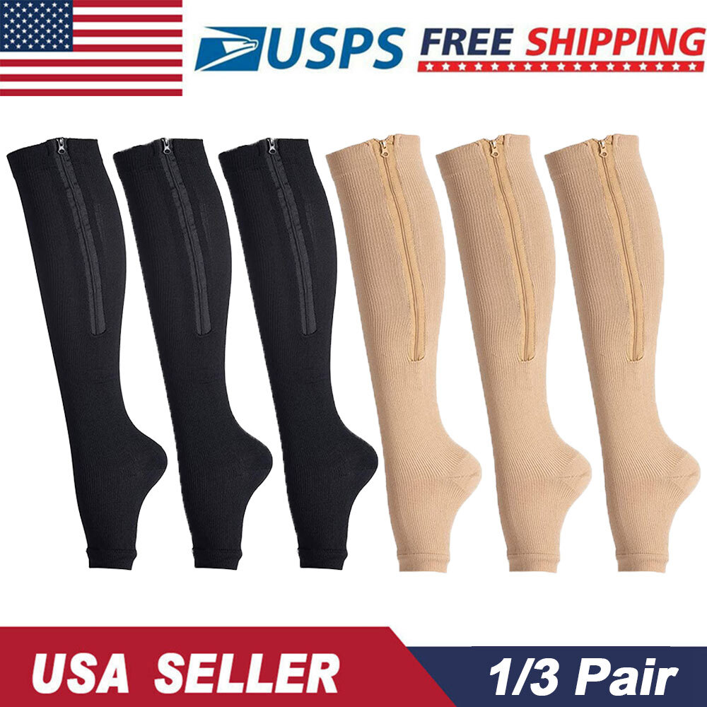 3 Pairs Men Women Circulatory Health Diabetic Compression Socks 6-9 9-12