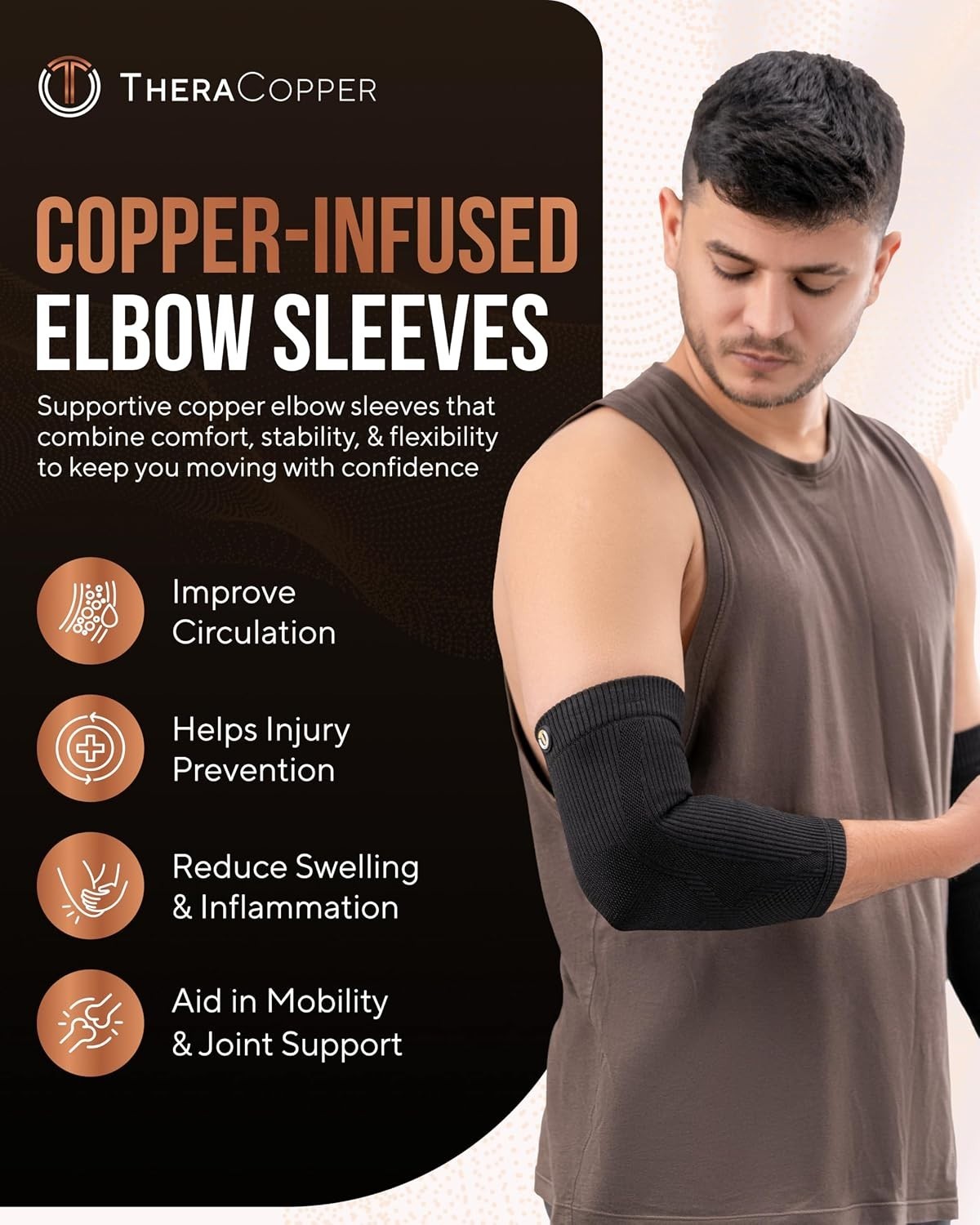 Copper Elbow Compression Sleeve for Men & Women (Pair) – Infused Copper T03-31