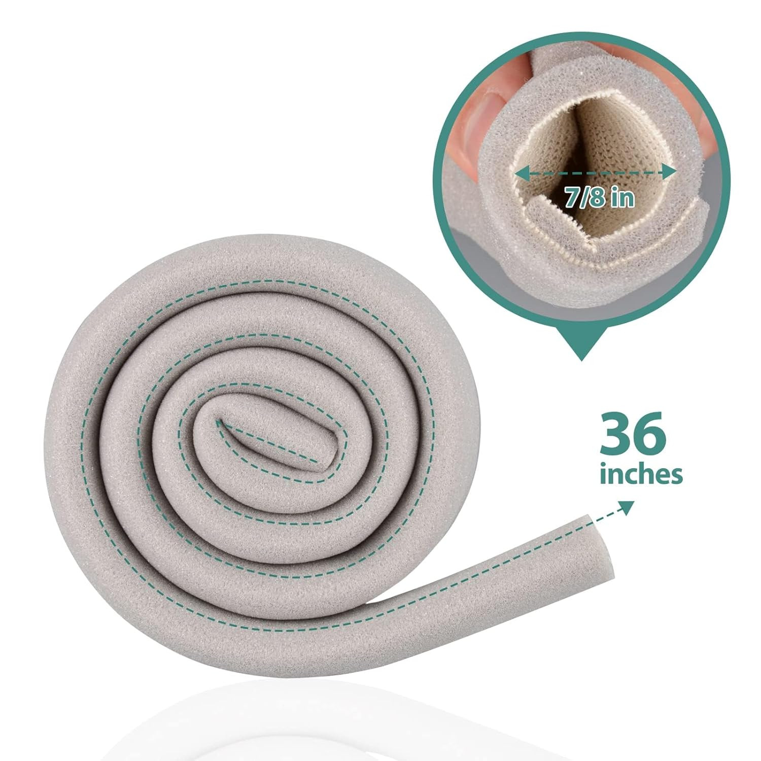 Toe Sleeve with Overlap Medium Size 7/8″ Inner Diameter 36″ Roll, Grey Sponge To