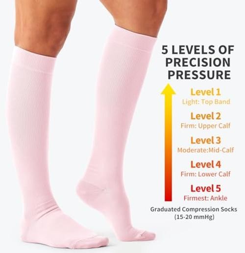 4 Pairs Compression Socks for Women and Large-X-Large 06 Black/White/Grey/Pink