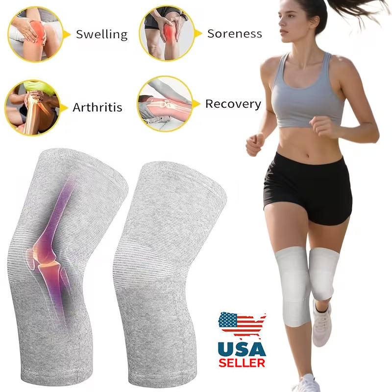 Bamboo Knee Sleeve Elastic Compression Knee Brace Breathable Knee Leg Pads USA