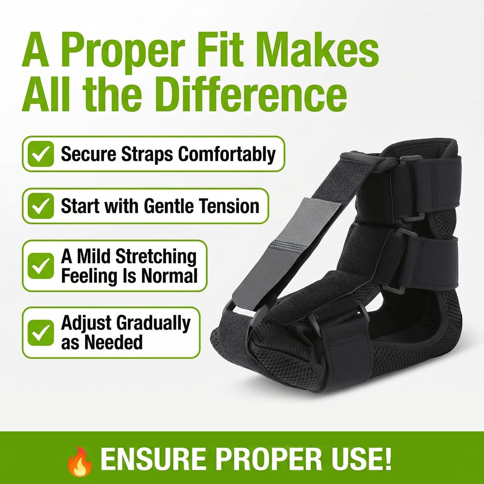 Plantar Fasciitis Night Foot Brace for Heel Pain Relief, Soft Medium, Black