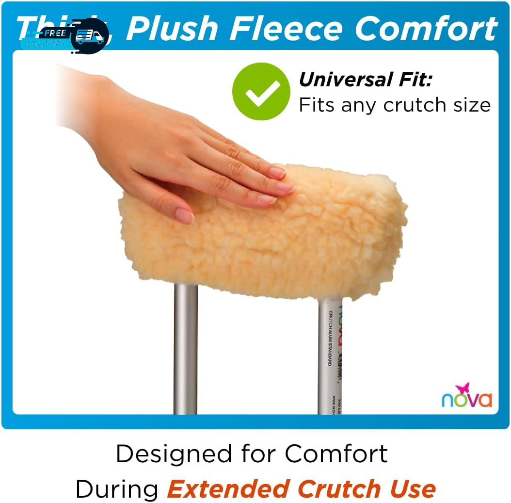 Medical Products Sheepskin Fleece Crutch Pads Universal Fit Padded Cushion