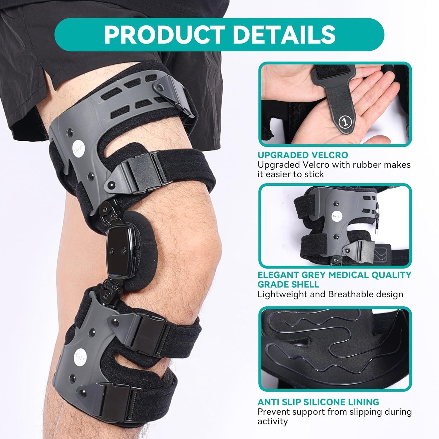 Osteoarthritis OA Knee Brace (Gray/Right) Medial & Lateral Support