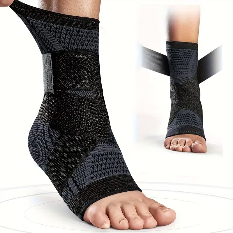 1-Pcs Adjustable Ankle Braces with Compression & Support-Suitable for Men Women