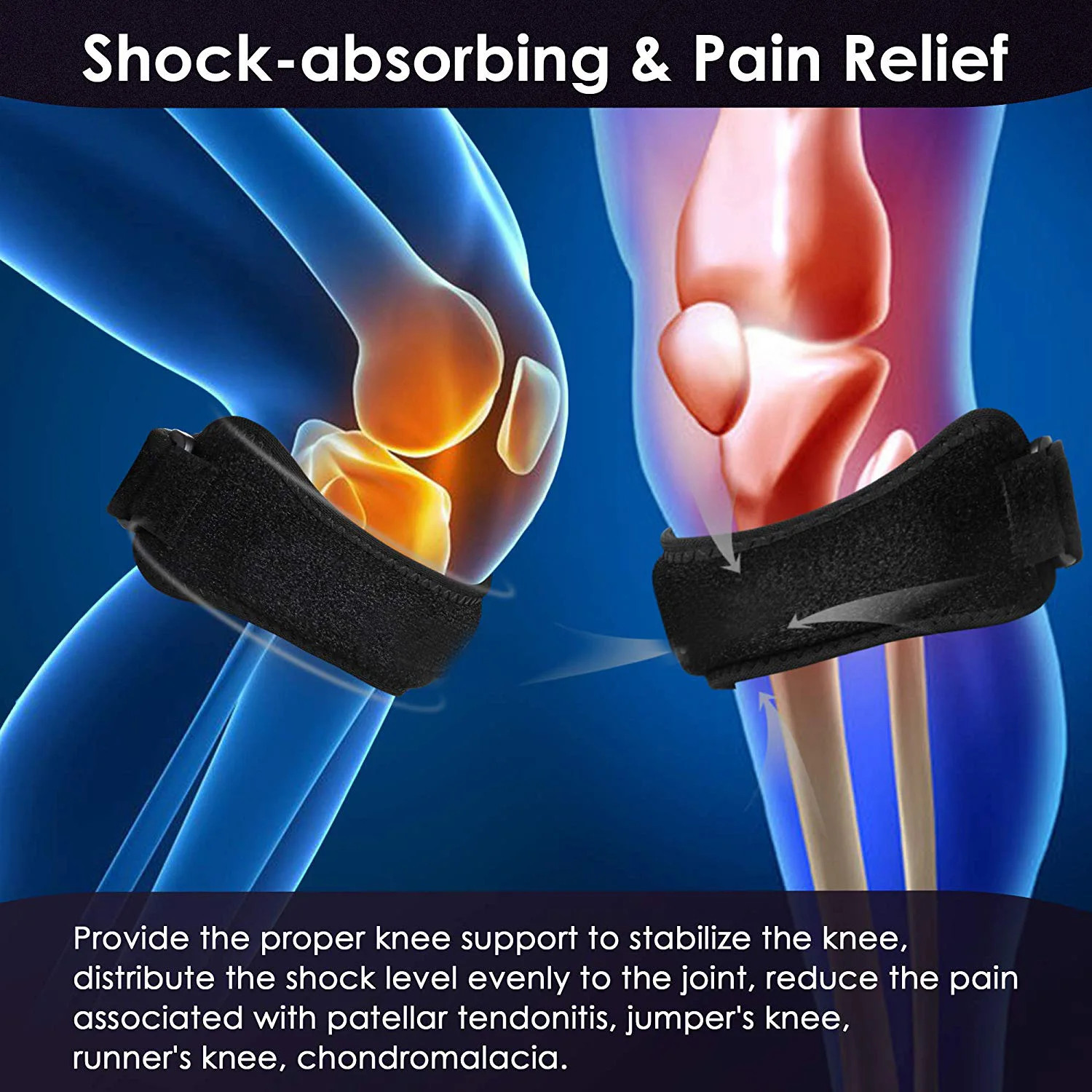 2x Knee Stent Arthritis Tendon Pain Relief Supports Patellar Stabilization Band