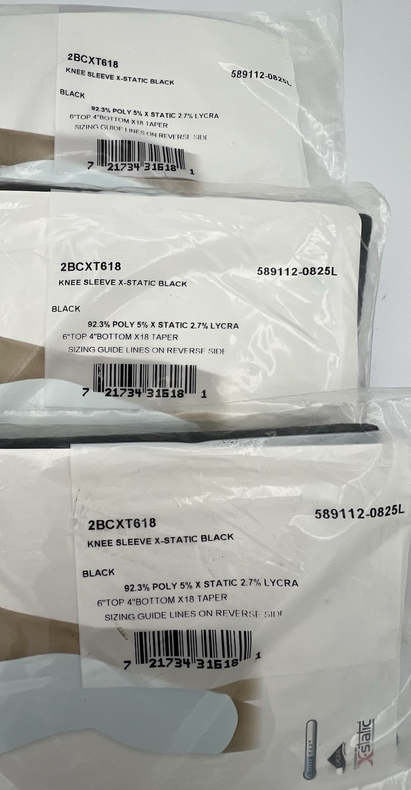 3 Knit Rite Therafirm Knee Interface Sleeve X Static Black 18″ 2BCXT618 New