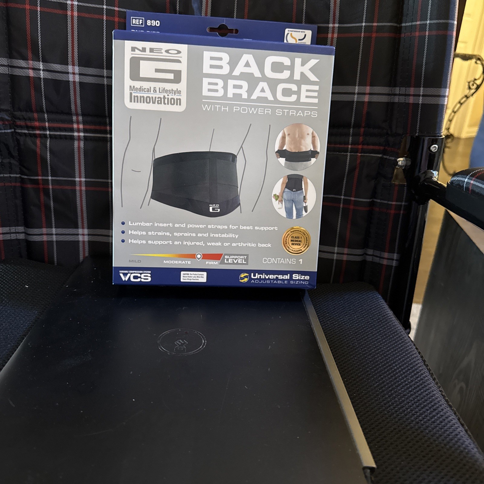 Neo G Back Brace with Power Straps, One Size. Support Level Moderate To Firm