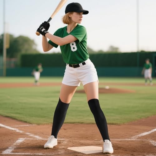 Knee High Socks for Women and Men Baseball Soccer Costume One Size Black