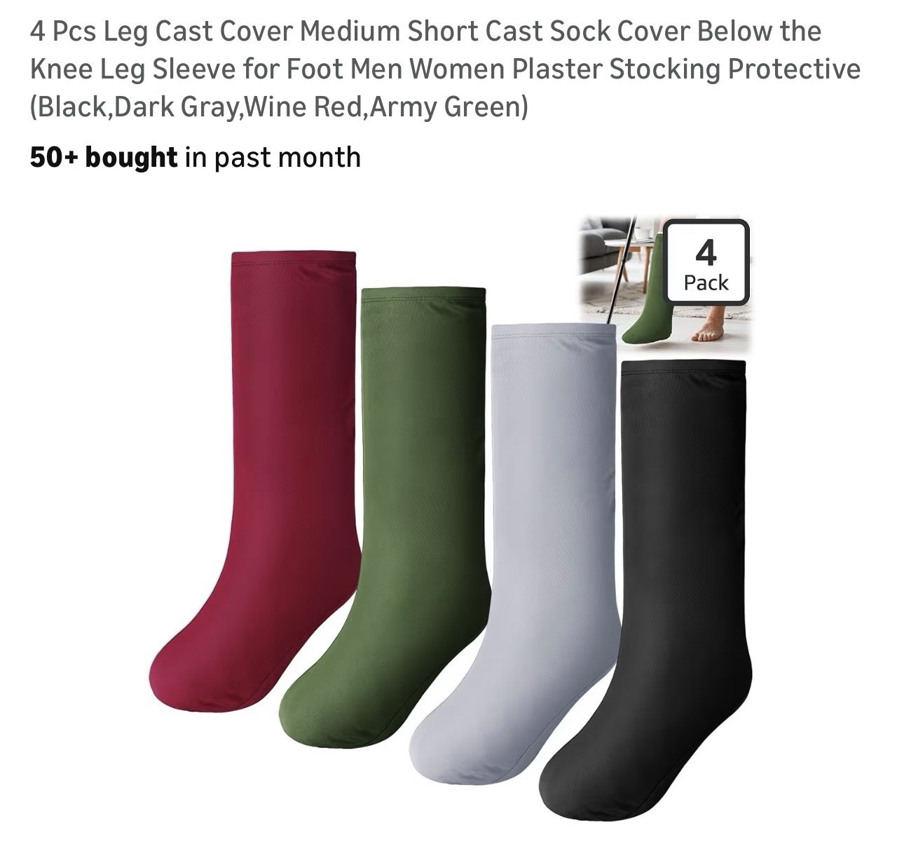 4pc Leg Cast Covers Waterproof Below Knee Sleeve Foot Protector Set