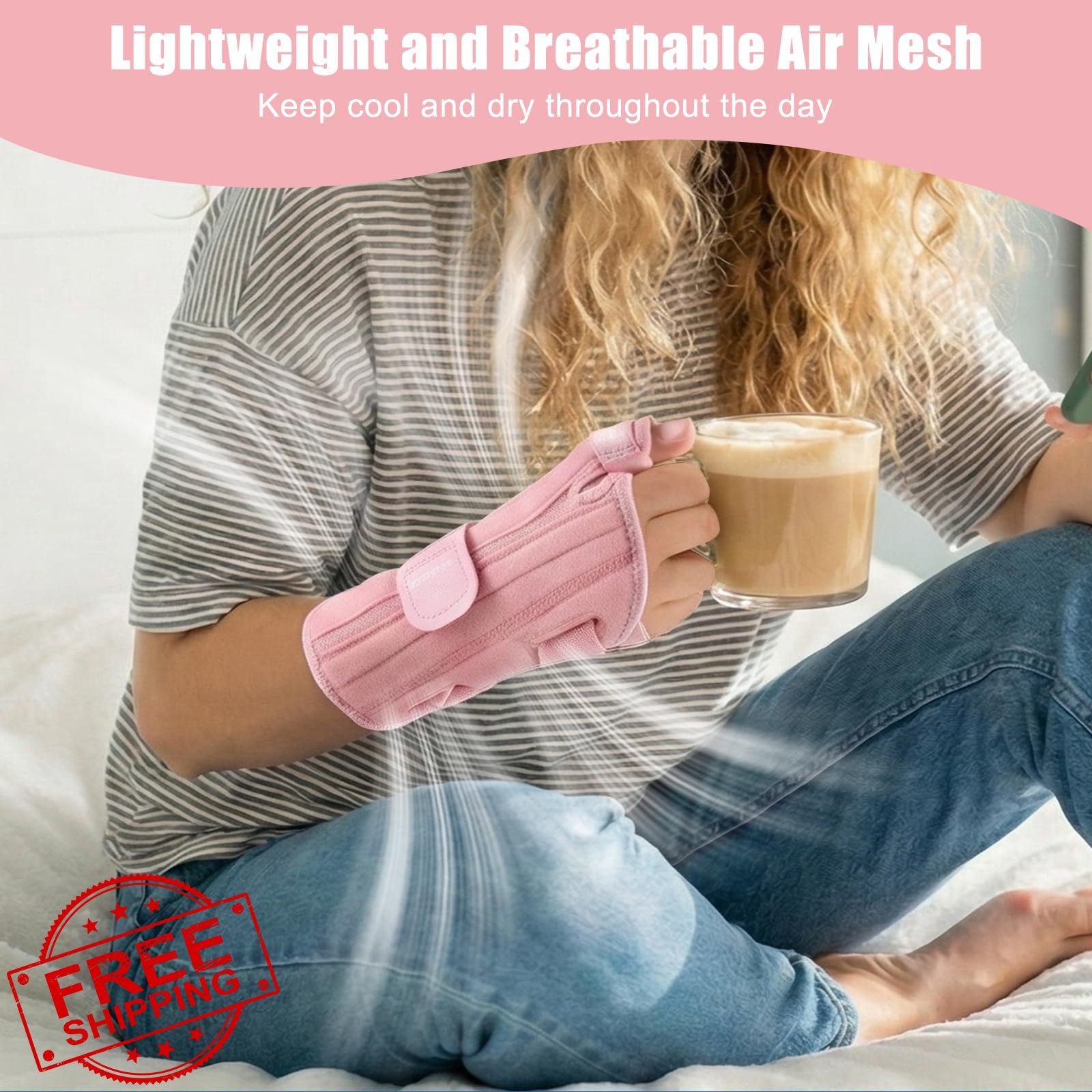 NuCamper Left Pink L/XL Carpal Tunnel Brace