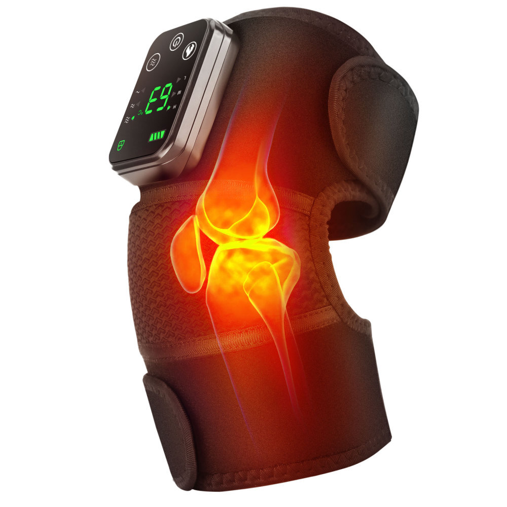 Electric Vibration Knee Massager Rechargeable Heated Knee Brace Pain Relief