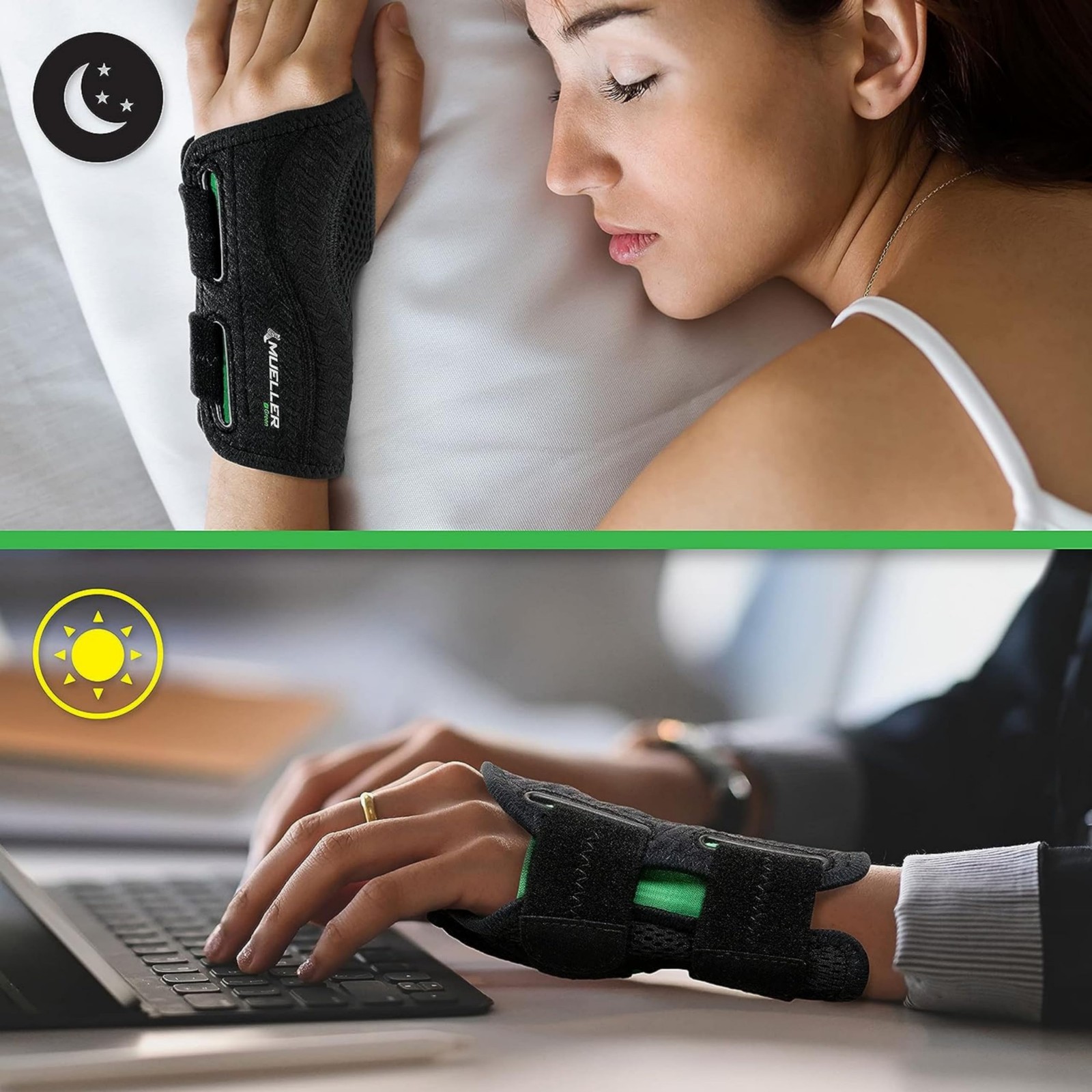 Fitted Wrist Braces 2 Pack for Pain Relief, Carpal Tunnel Support, Small/Medium